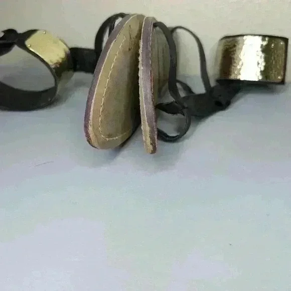 SAM EDELMAN Genette Gladiator Sandal Shoes Size 8.5 black/gold/brown - Picture 10 of 11